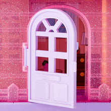 Kid Connection doll house play set, white front door with window detail and purple frame