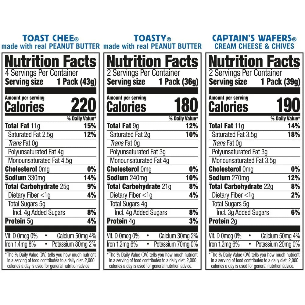 Sandwich Crackers, Variety Pack, 3 Flavors, 8 Individually Wrapped Packs, 6 Sandwiches Each