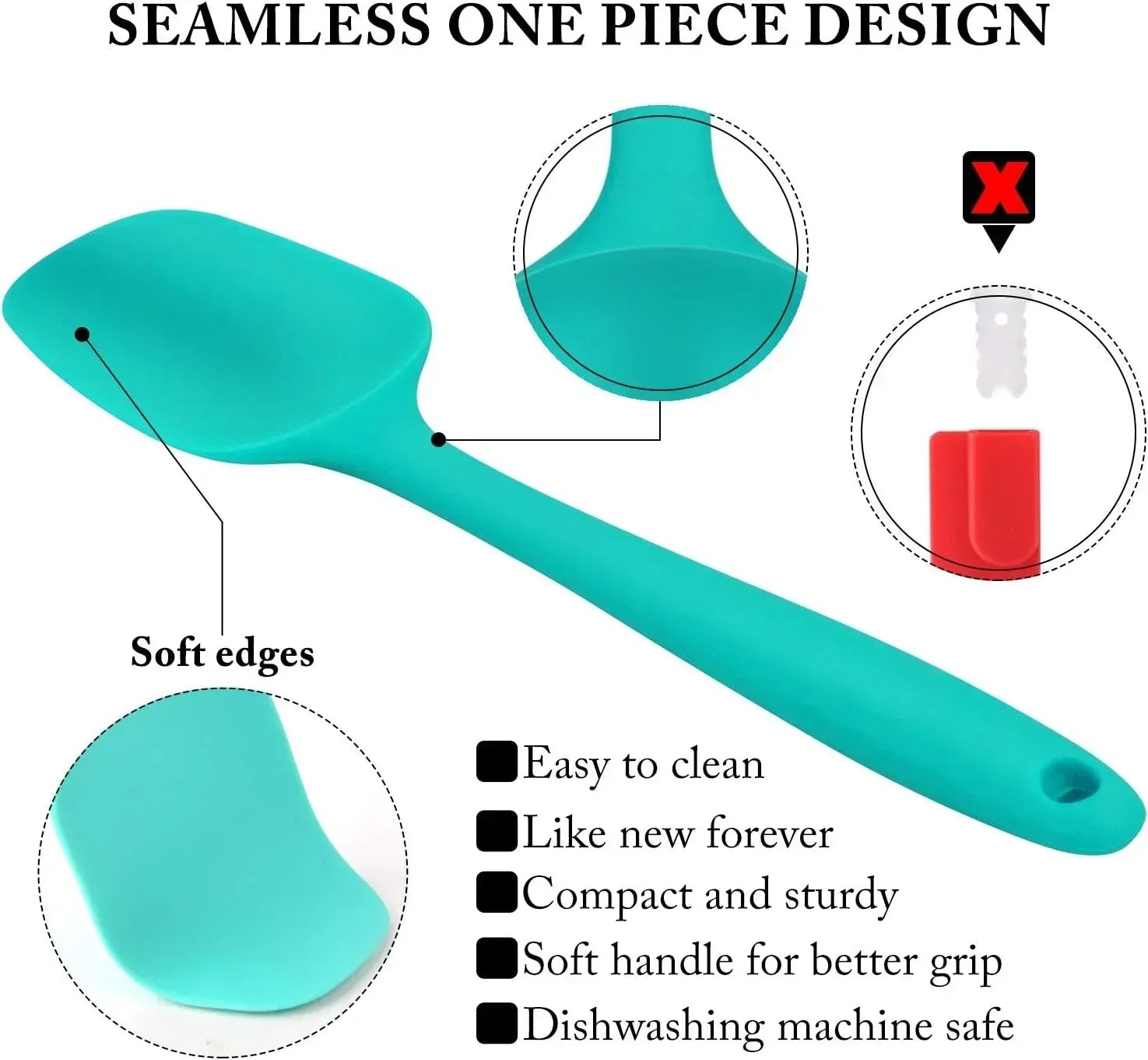 Food Grade Silicone Rubber Spatula Set for Baking, AOKIWO 5Pcs Cooking Utensil Set, High Heat Resistant Non Stick Dishwasher BPA-Free - USA MEGA SHOP