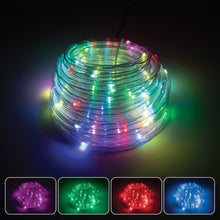 Multicolor RGB LED rope lights coil with glowing LEDs in several colors