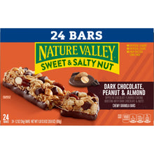 24-count box of Nature Valley sweet & salty nut granola bars in dark chocolate peanut & almond