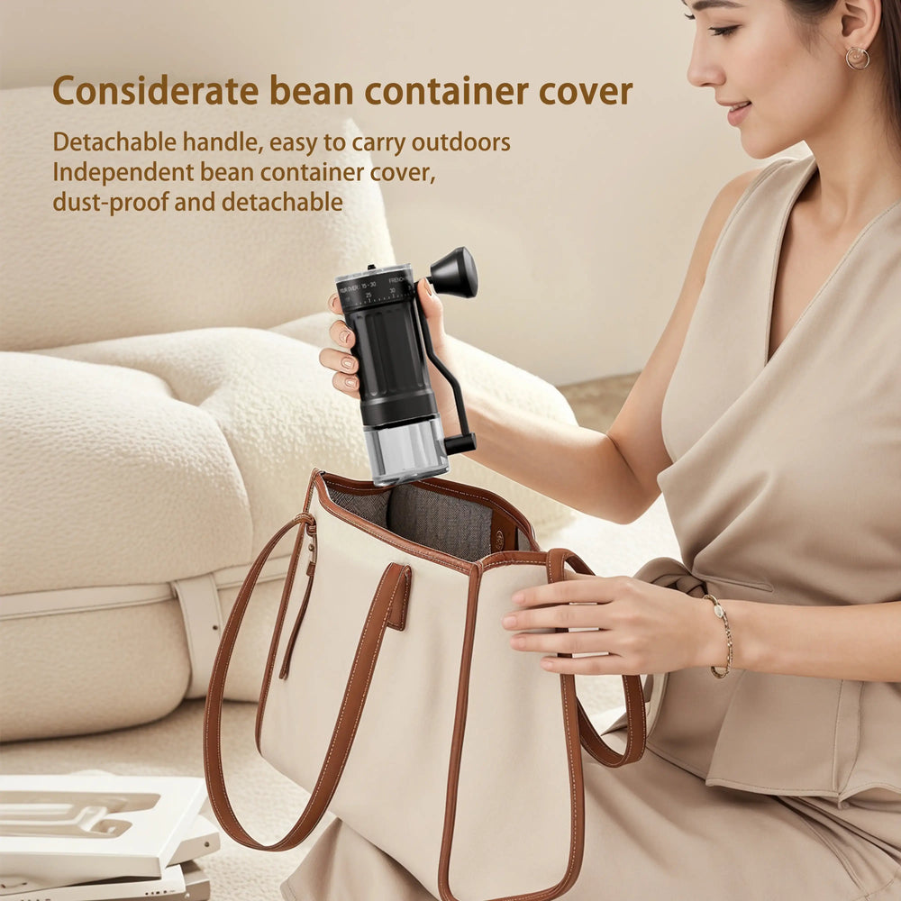 Hand Coffee Grinder, LHKLUK Adjustable Coffee Grinder, Textured ABS Body & Soda-Lime Glass, Ceramic Burr, Compact & Portable for Home/Outdoor/Cold Brew