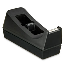 Black desktop manual tape dispenser with built-in tape dispensing slot and lever