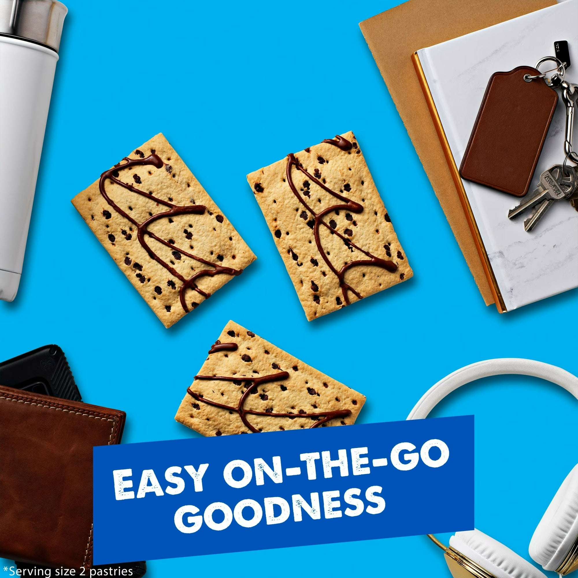 Pop-Tarts Chocolate Chip Drizzle Toaster Pastries, Breakfast Foods, Shelf-Stable, 27 oz (16 Count)