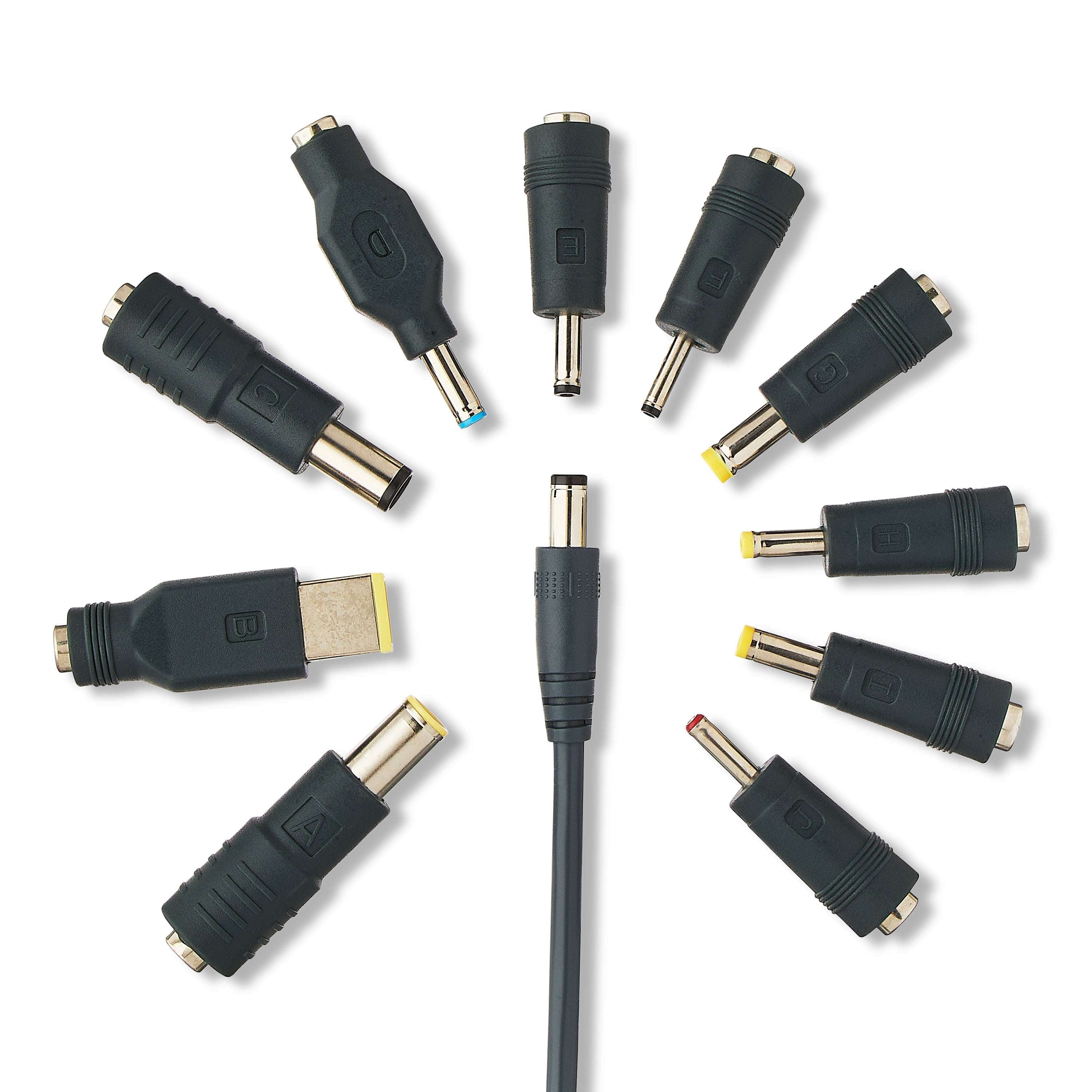 onn 65W Laptop Charger with 10 Interchangeable Tips, 10ft Power Cord, for HP, Dell, Lenovo, Grey