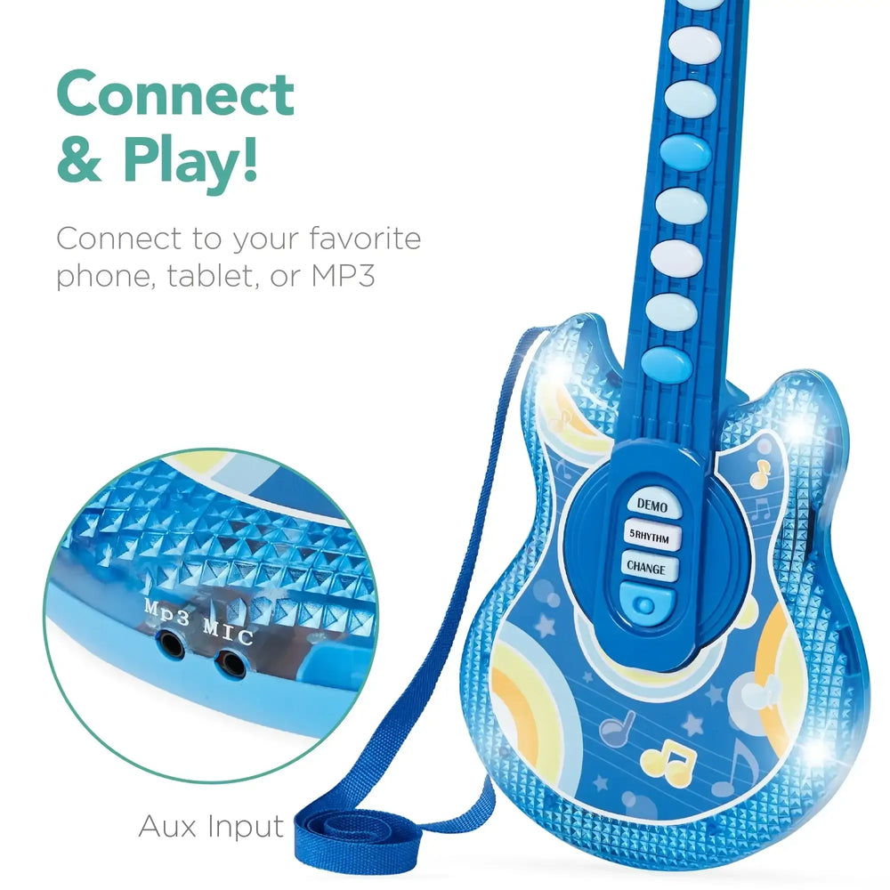 Best Choice Products 19in Kids Flash Guitar, Pretend Play Musical Instrument Toy for Toddlers w/ Mic, Stand - USA MEGA SHOP