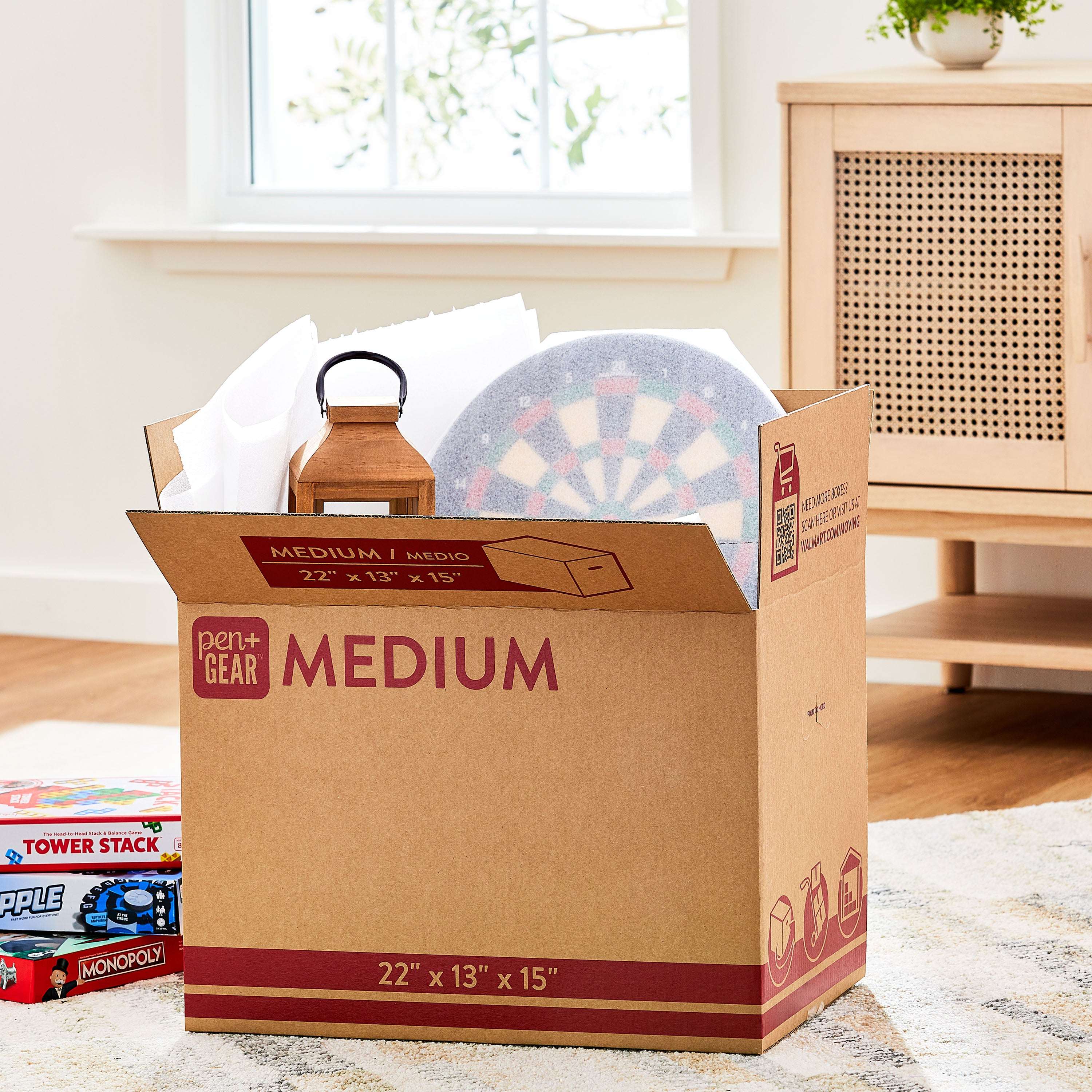 Pen+Gear Medium Moving Boxes, 22 in. L x 13 in. W x 15 in. H, Kraft