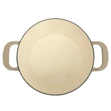 Taupe enamel cast iron Dutch oven lid with rim and smooth interior