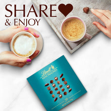 Lindt mini pralines gift box with chocolate cups and 'Share & Enjoy' wording