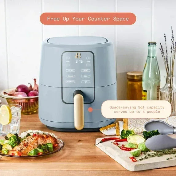 Beautiful 3 Qt Air Fryer with TurboCrisp Technology, EverGood Ceramic Nonstick Coating, Thyme Green by Drew Barrymore