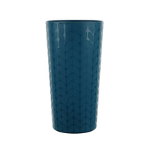 Navy plastic patterned tumbler cup with leaf texture, matte finish
