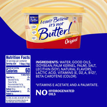 Original buttery spread tub with Nutrition Facts panel