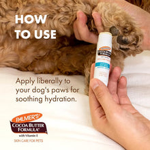 Swivel-stick balm rubbed onto a dog's paw, small white tube held in hand