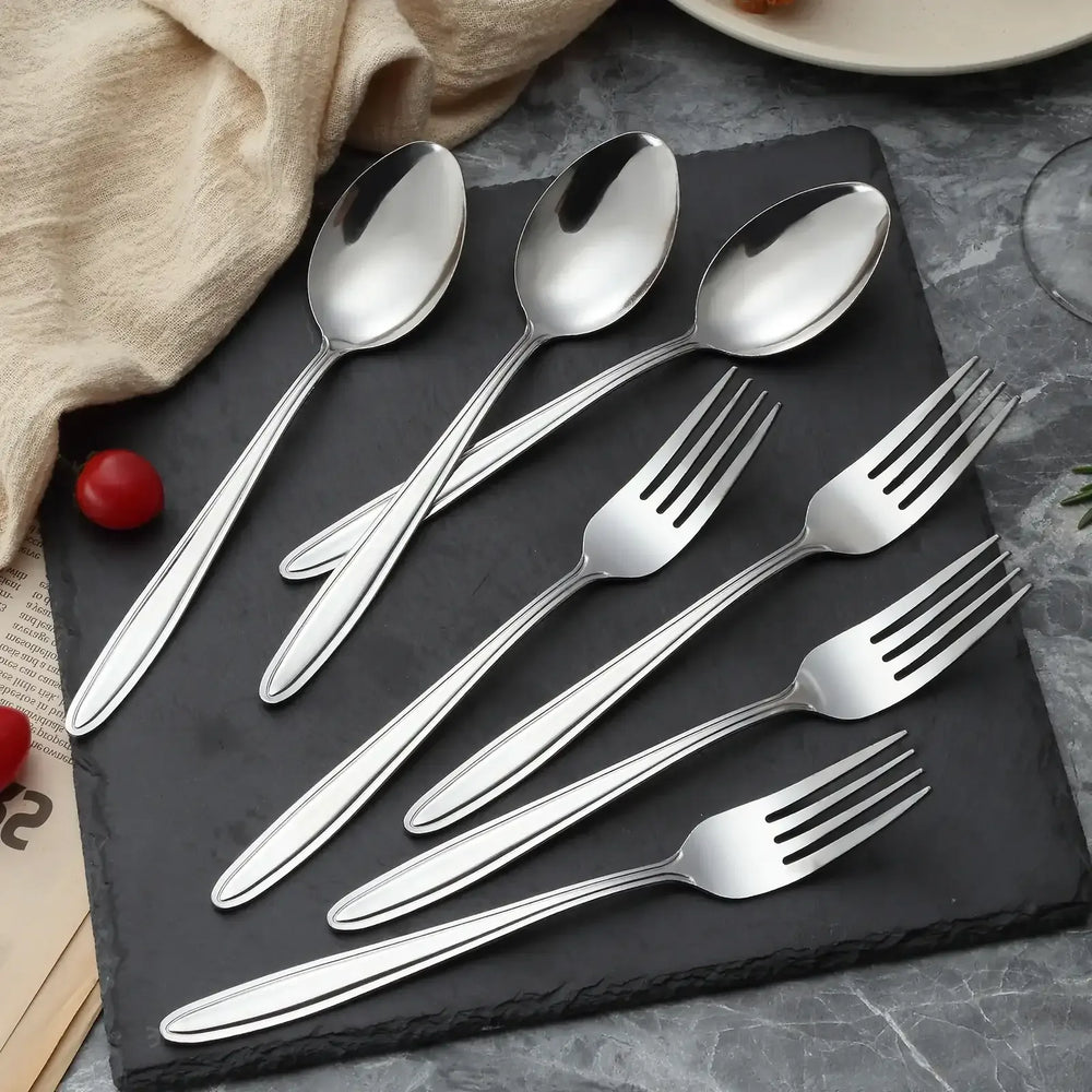 Mirdinner Dinner Forks and Spoons Set, Stainless Steel Silverware Flatware Set, Salad Fork and Soup Spoon, Using for Home, Kitchen or Restaurant, Mirror Polished, Dishwasher Safe - USA MEGA SHOP