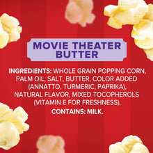 Movie Theater Butter ingredients panel listing popping corn, butter, and milk