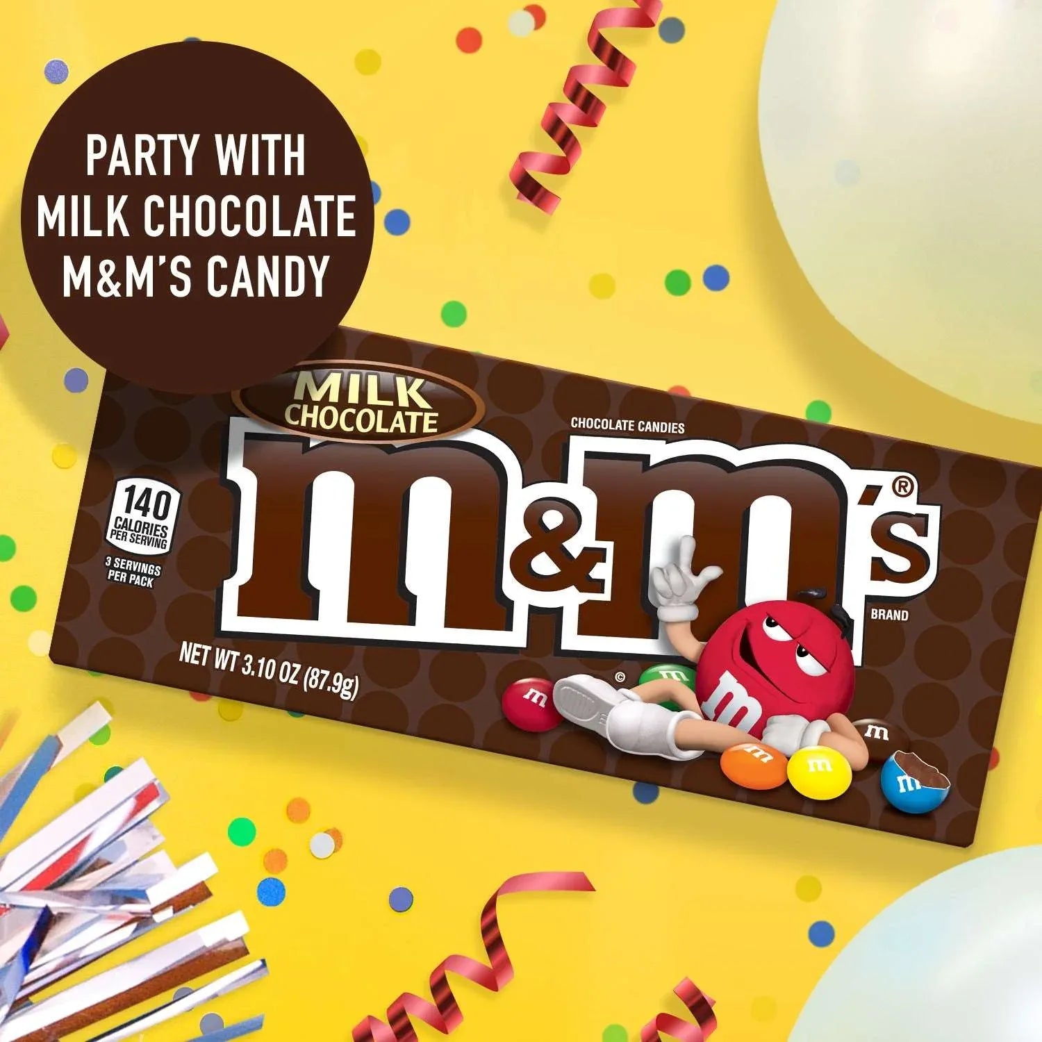 M&M'S Milk Chocolate Candy Movie Theater Box, 3.1 oz