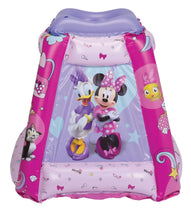Minnie Mouse inflatable playland with character graphic and star accents, pink and lavender