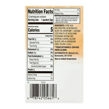 Nutrition facts panel on sugar-free iced tea drink mix box