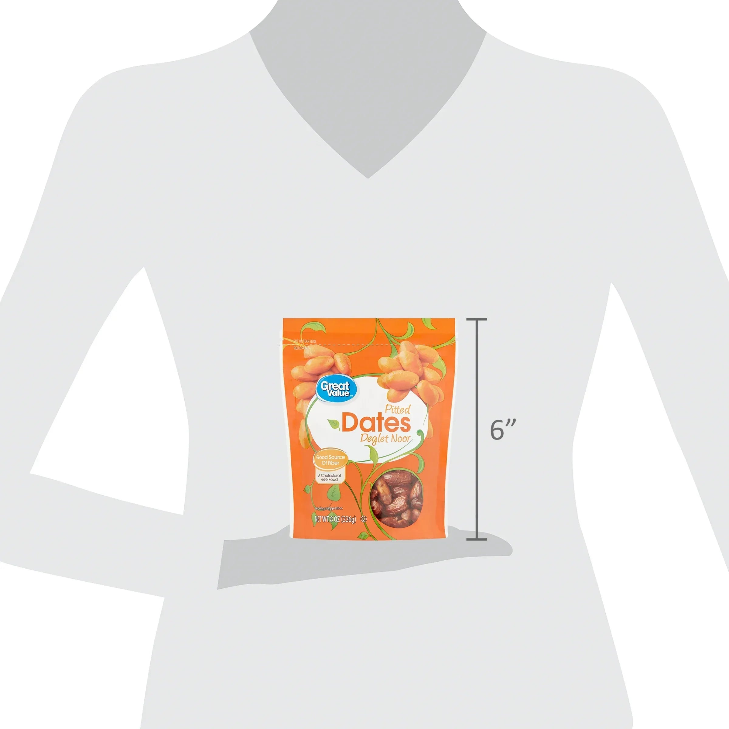 Great Value Pitted Deglet Noor Dates Dried Fruit, 8 oz