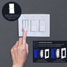 Wireless smart dimming light switch with three rocker buttons and a finger