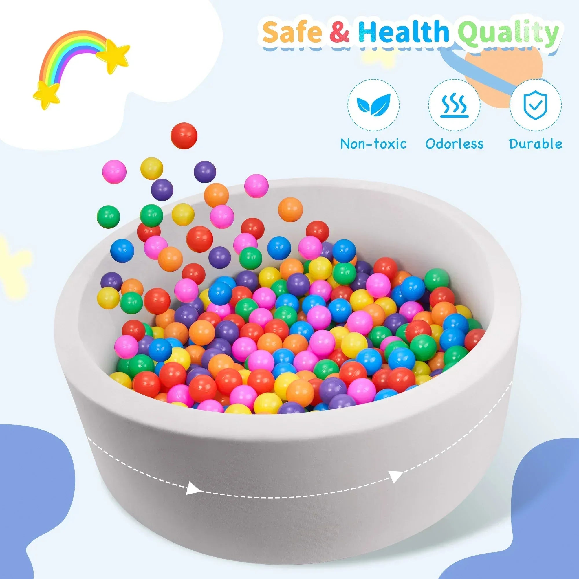 Hawsaiy Foam Ocean Ball Pit for Baby Infants and Toddlers Ages 1-3, Soft Round Play Area for Indoor/Outdoor Use, No Balls Included, Gray