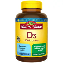 Nature Made Vitamin D3 softgels bottle, 1000 IU, 650 count