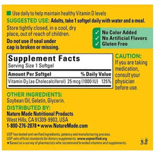 Vitamin D3 supplement label panel with Supplement Facts and ingredients