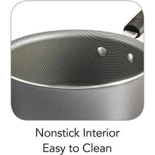 Open sauce pan interior with textured nonstick surface and stainless rim
