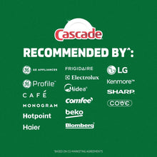Cascade dishwasher detergent recommended by appliance brands, with Cascade logo at top