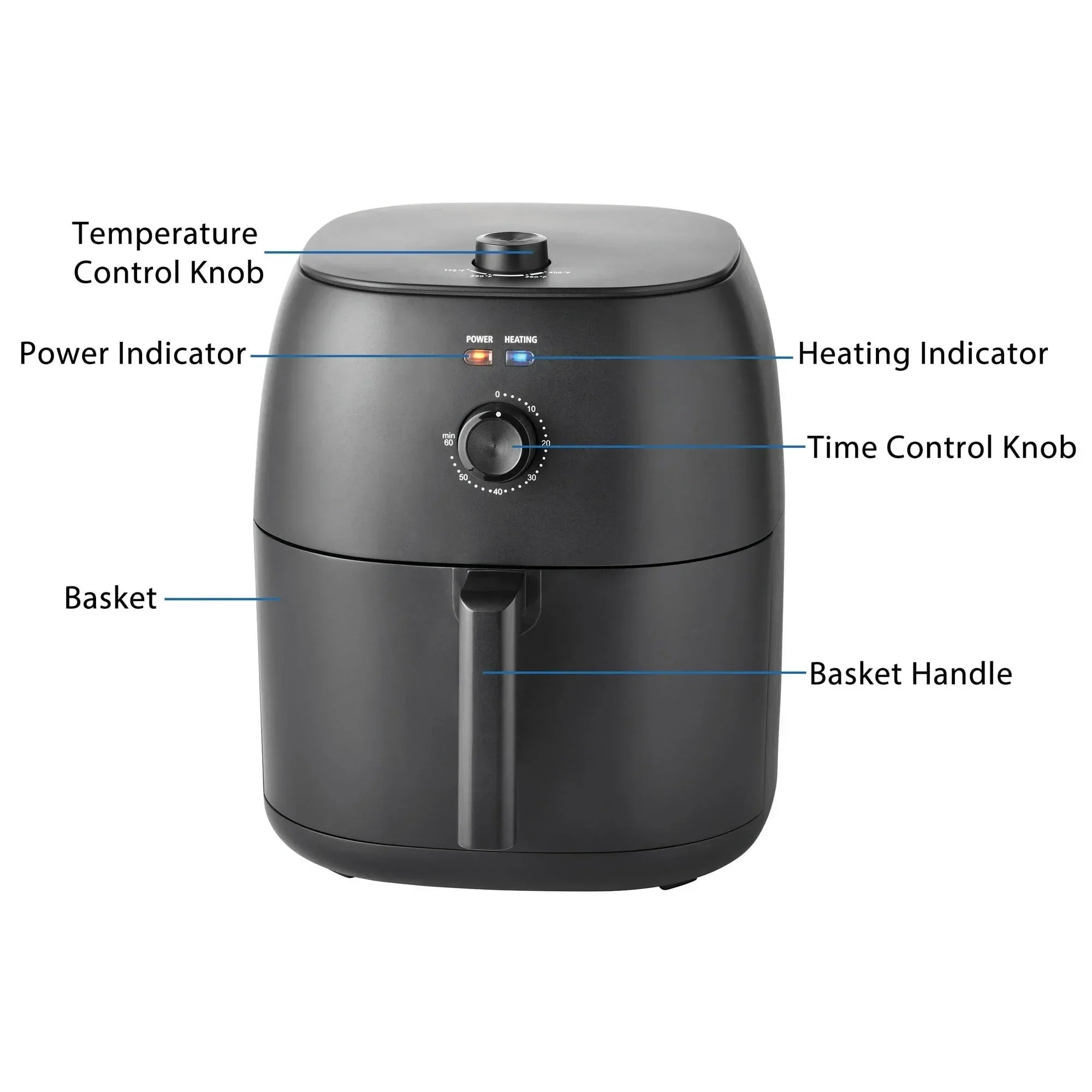 Mainstays 8 Qt Air Fryer, Black - Automatic Shutoff