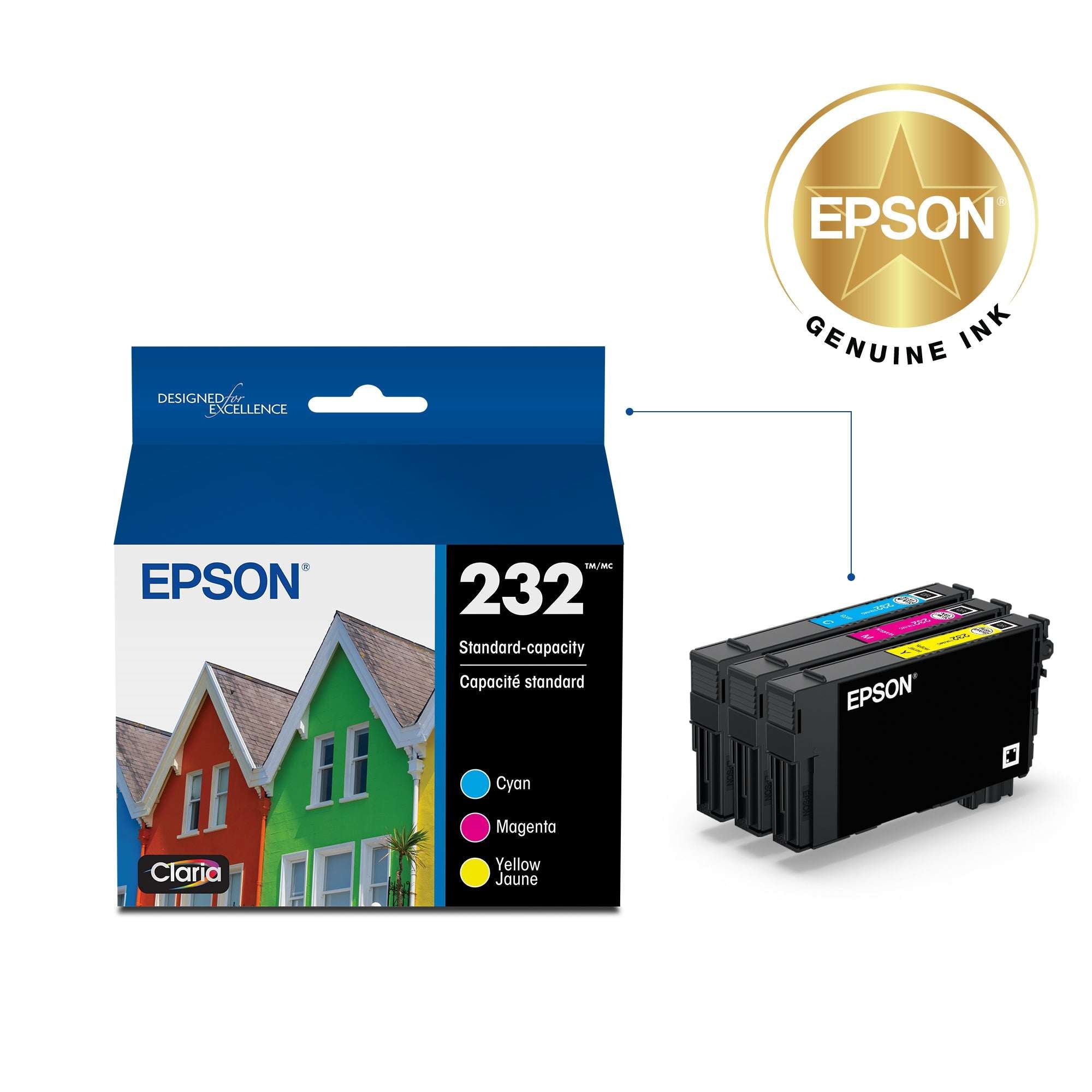 EPSON 232 Claria Ink Standard Capacity Color Combo Pack (T232520-S) Works with WorkForce WF-2930, WF-2950, Expression XP-4200, XP-4205