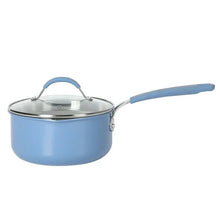 Blue sauce pan with stainless lid and long side handle