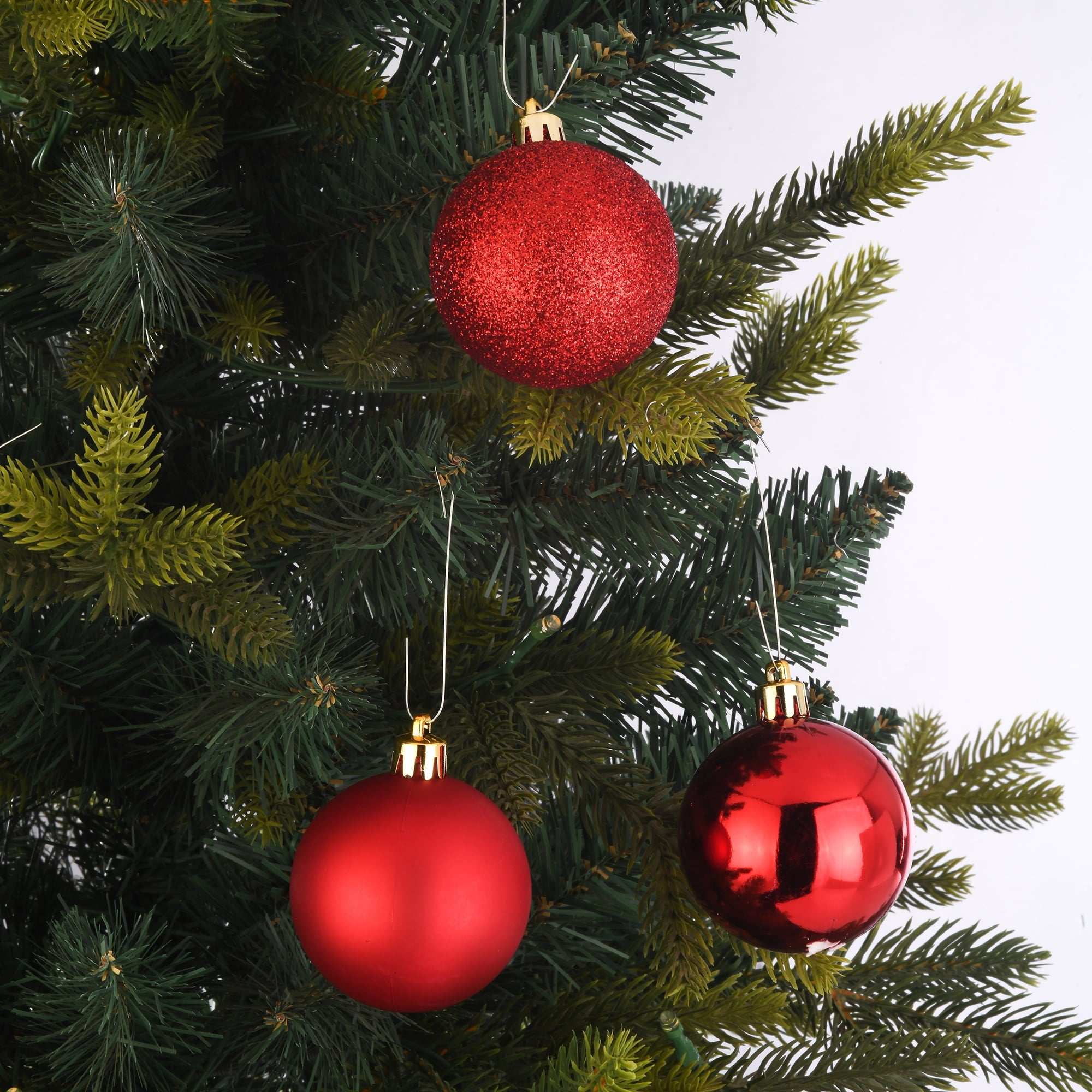 24-Count Red Shatterproof Multi-Textured Christmas Ornaments, 2.36 in, by Holiday Time