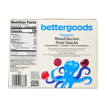 bettergoods organic mixed berry fruit snacks box back with nutrition facts panel
