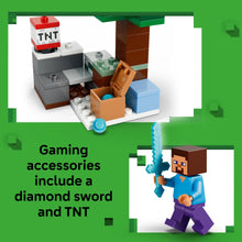 LEGO Minecraft Steve and Creeper minifigures with TNT and diamond sword accessories