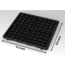 Black 4-slice waffle maker plate insert with square waffle grid