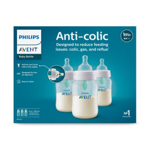 Philips Avent anti-colic baby bottle set box with three clear 9oz bottles