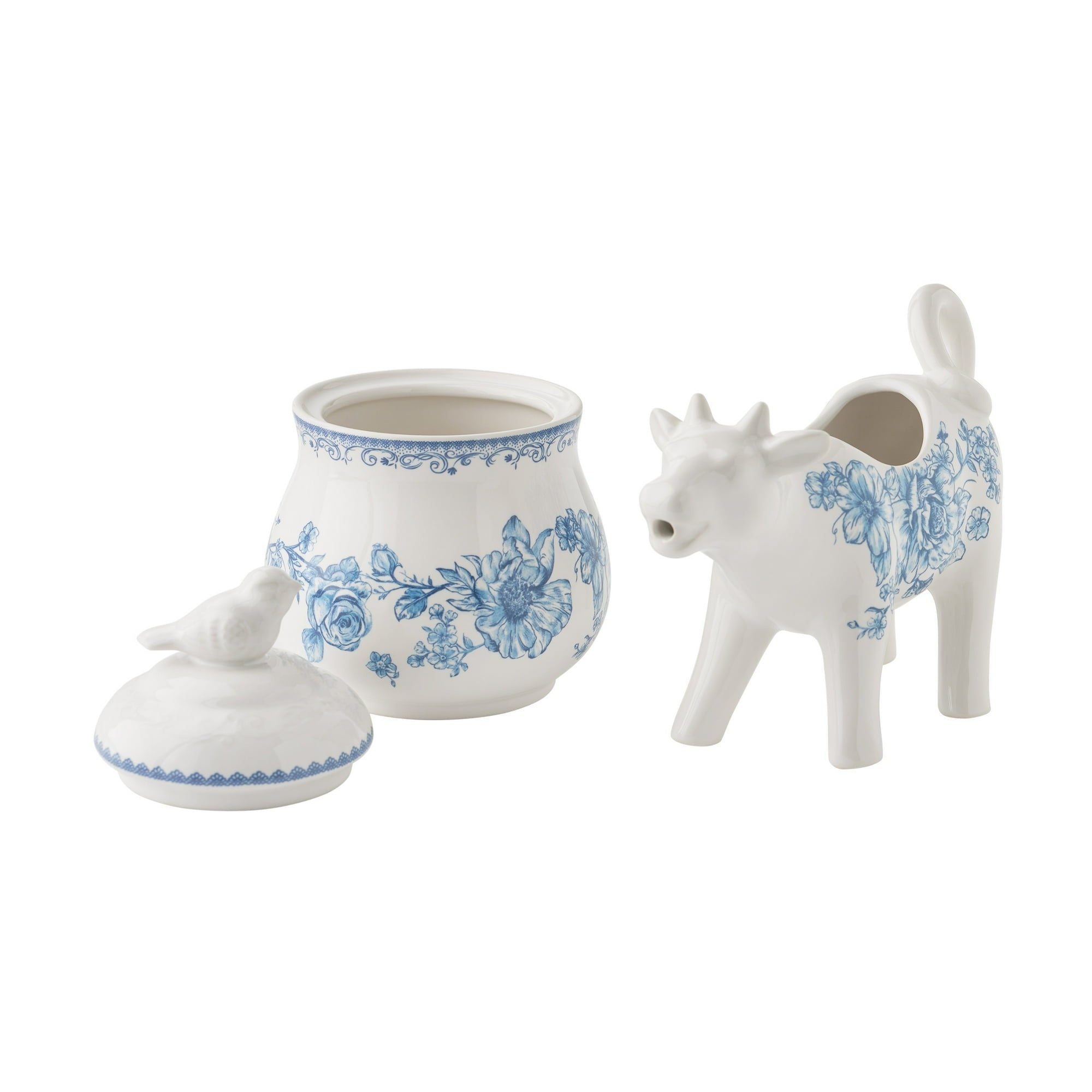 The Pioneer Woman Agatha Stoneware Sugar Bowl & Creamer Set, Blue