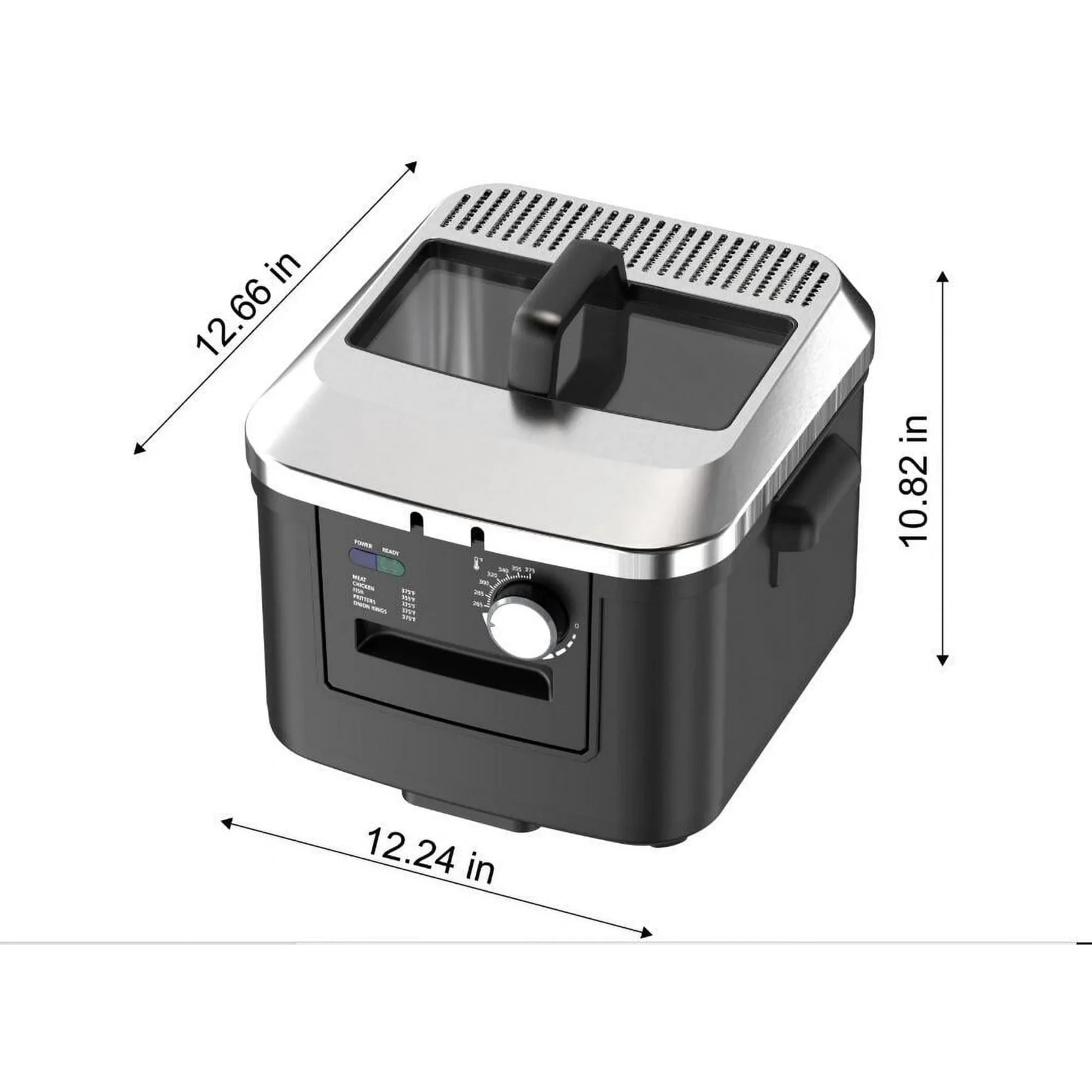 Mainstays 4L Electric Deep Fryer, Matte Black, Stainless Lid, 1800W - USA MEGA SHOP