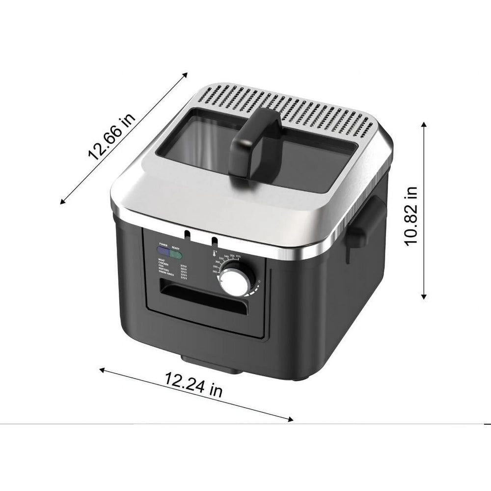 Mainstays 4L Electric Deep Fryer, Matte Black, Stainless Lid, 1800W - USA MEGA SHOP