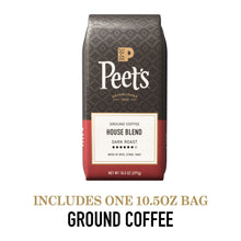 Ground coffee bag: Peet's House Blend Dark Roast, net wt 10.5 oz