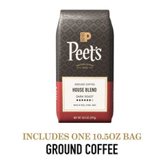 Peet's Coffee House Blend Premium Dark Roast Ground Coffee, Arabica, 10.5 oz
