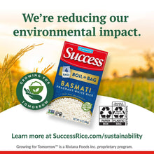 Basmati rice boil-in-bag package showing Success branding and 10 minute, 4 bags