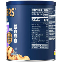 Mixed nuts snack can back panel with Nutrition Facts and serving info