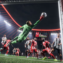 EA SPORTS FC 26 PS5 game: goalkeeper in green reaching up for a ball