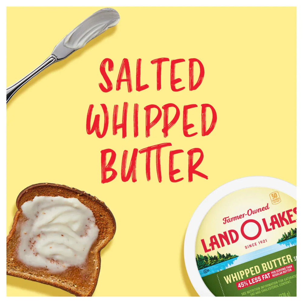 Land O Lakes Salted Whipped Butter, Spreadable, 8 oz Tub - USA MEGA SHOP