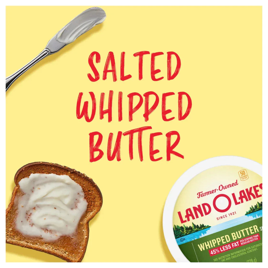 Land O Lakes Salted Whipped Butter, Spreadable, 8 oz Tub