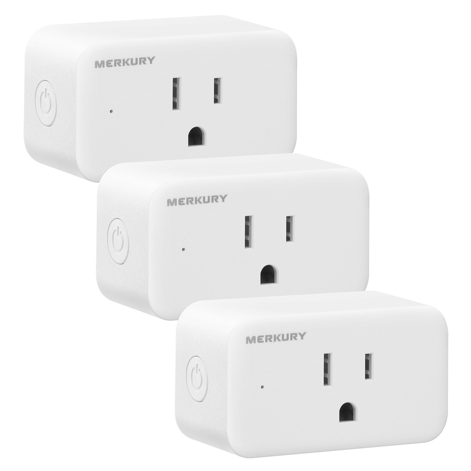 Merkury Smart Wi-Fi Plug - Smart Outlet Compatible with Alexa & Google, White (3-Pack)