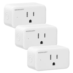 Merkury Smart Wi-Fi Plug - Smart Outlet Compatible with Alexa & Google, White (3-Pack)