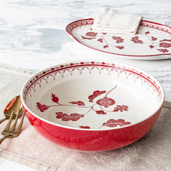 Sofia Home Red Stoneware Serve Bowl
